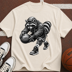 Raccoon Basketball Player Tee — Vintage-Style Sports Graphic T-Shirt