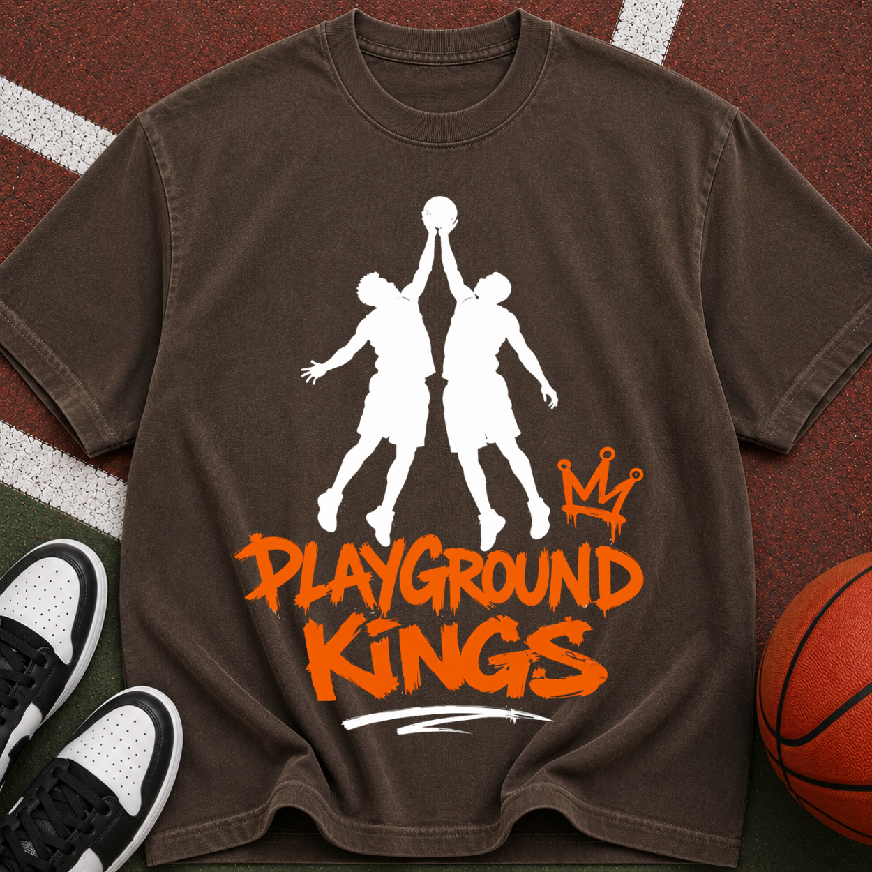 Playground Kings Basketball T-Shirt — Retro Streetball Graphic Tee