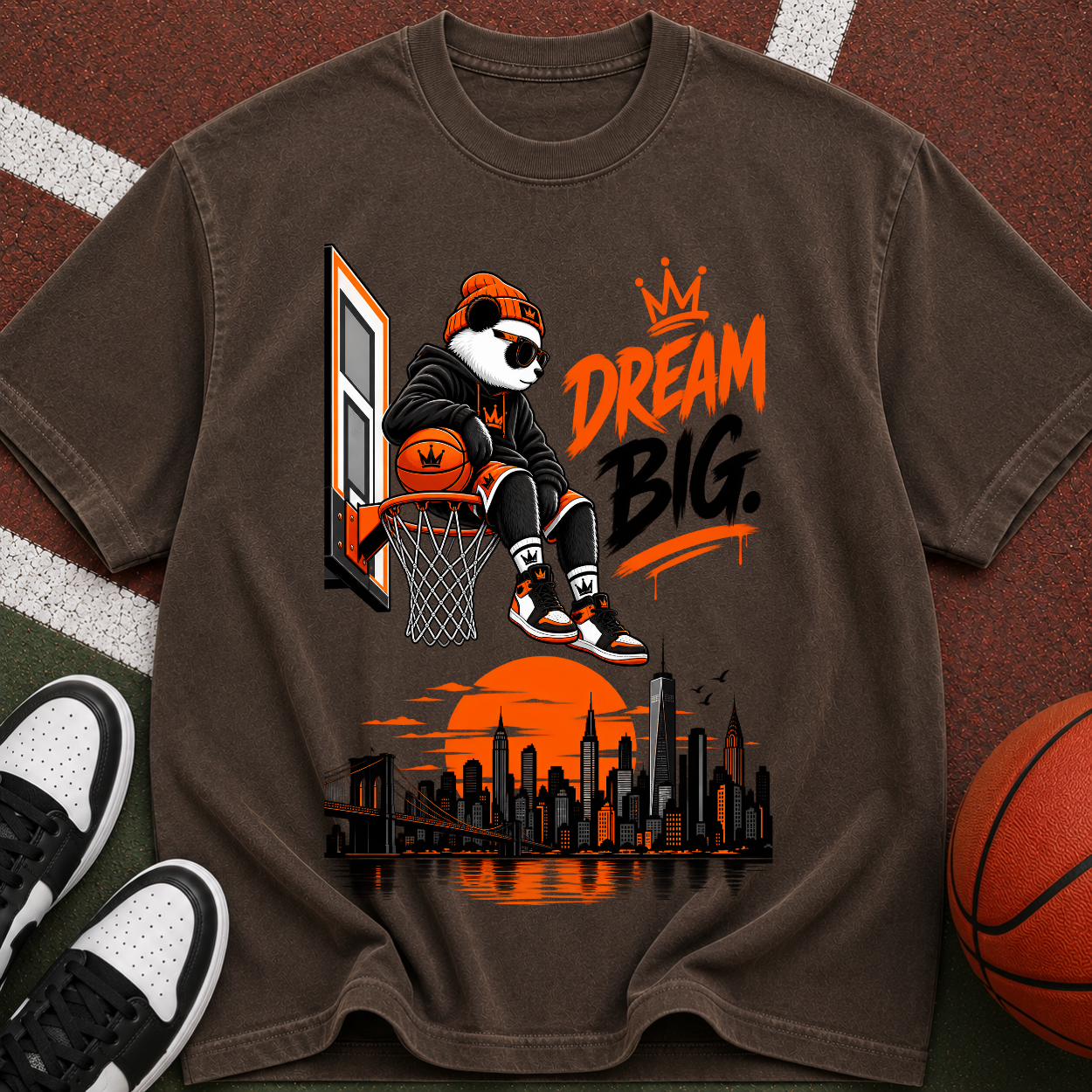 Dream Big Basketball Panda T-Shirt