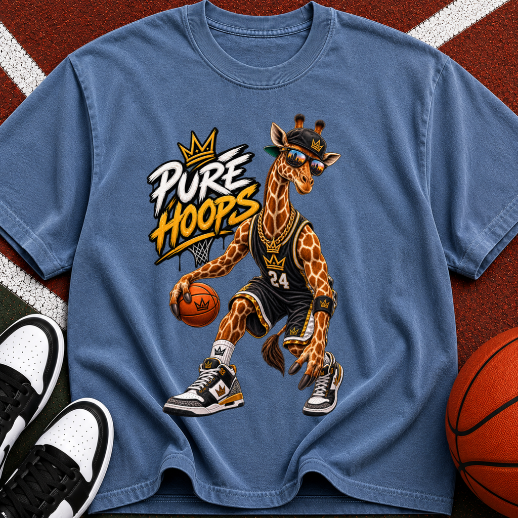 Giraffe Basketball Tee — "Pure Hoops" Graphic T-Shirt
