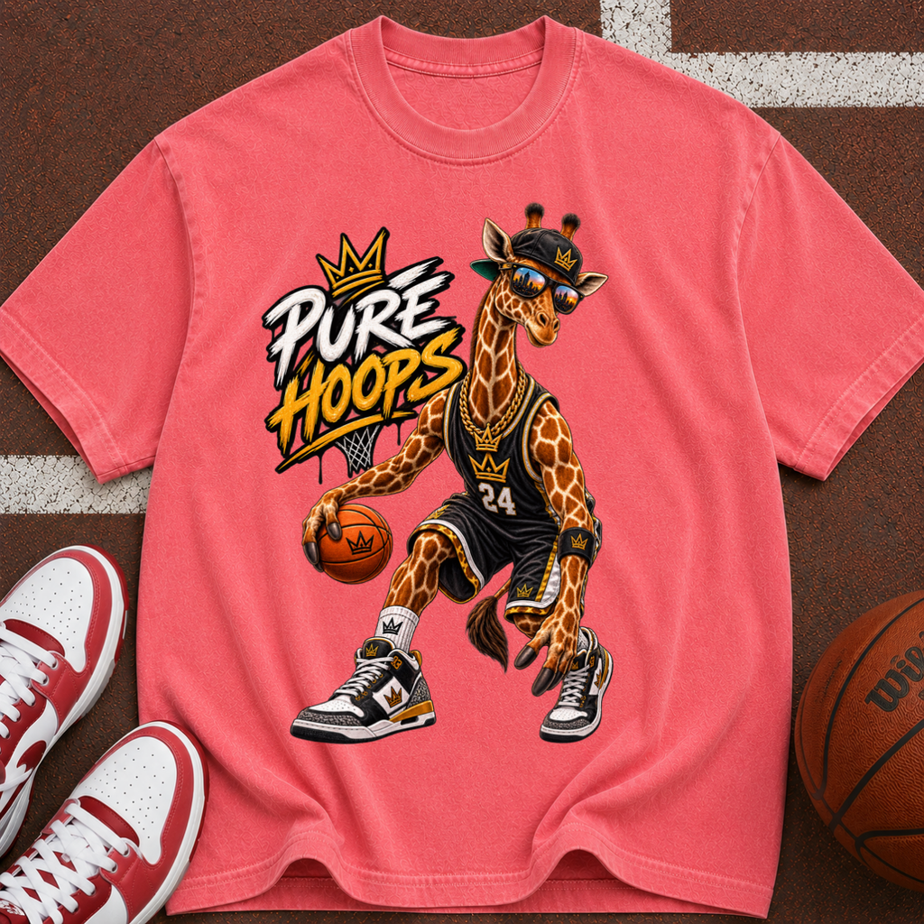 Giraffe Basketball Tee — "Pure Hoops" Graphic T-Shirt