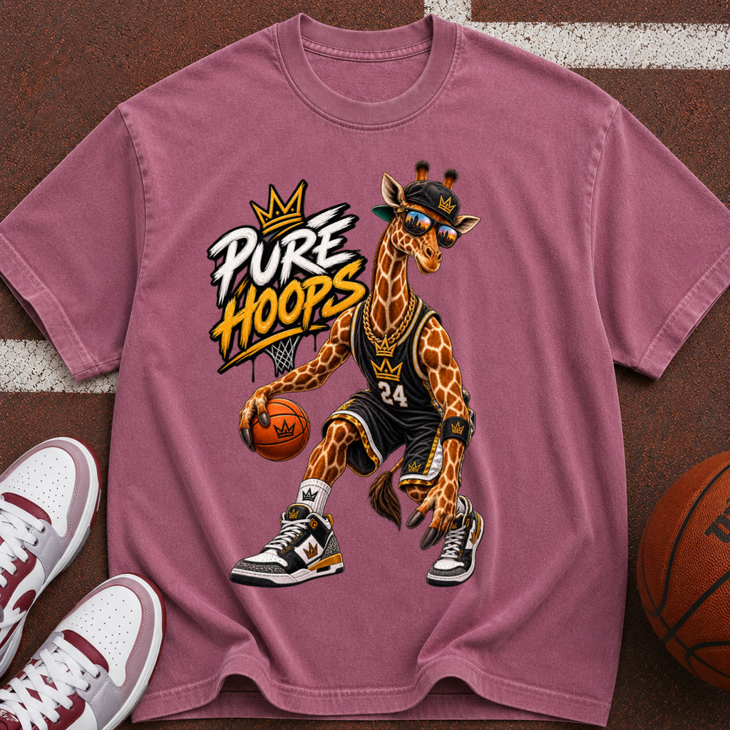 Giraffe Basketball Tee — "Pure Hoops" Graphic T-Shirt