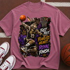 Basketball Rabbit Graphic Tee — "Fast Feet, Fearless Heart, Royal Finish"