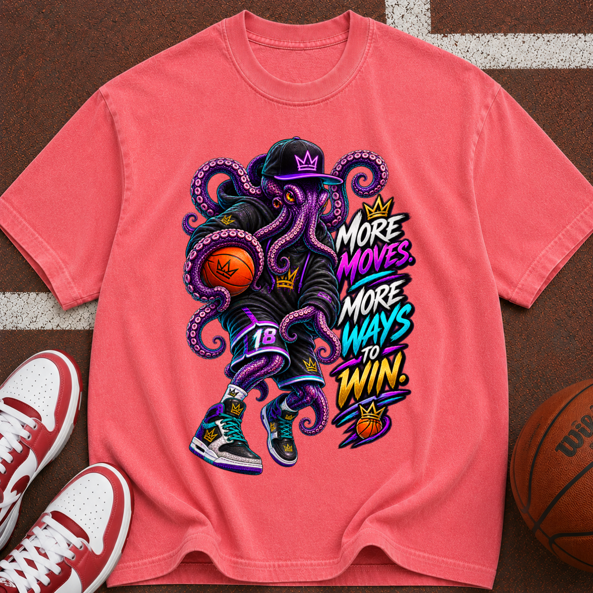 Octopus Basketball T-Shirt — “More Moves, More Ways to Win” Graphic Tee
