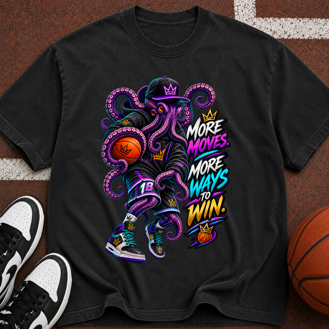 Octopus Basketball T-Shirt — “More Moves, More Ways to Win” Graphic Tee