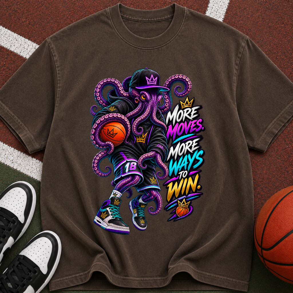Octopus Basketball T-Shirt — “More Moves, More Ways to Win” Graphic Tee