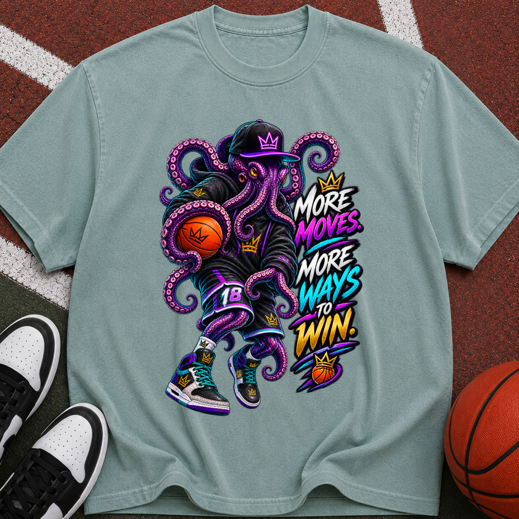 Octopus Basketball T-Shirt — “More Moves, More Ways to Win” Graphic Tee