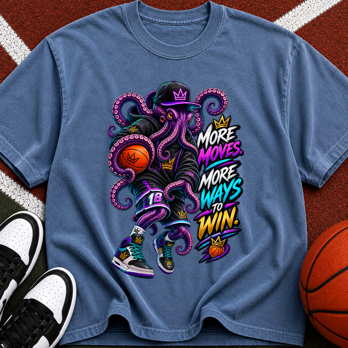 Octopus Basketball T-Shirt — “More Moves, More Ways to Win” Graphic Tee
