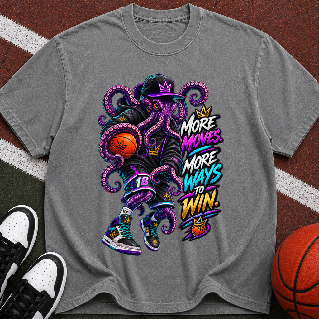Octopus Basketball T-Shirt — “More Moves, More Ways to Win” Graphic Tee