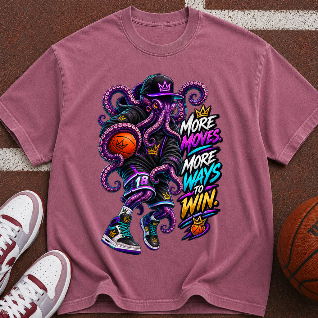 Octopus Basketball T-Shirt — “More Moves, More Ways to Win” Graphic Tee