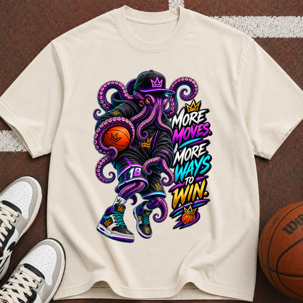 Octopus Basketball T-Shirt — “More Moves, More Ways to Win” Graphic Tee