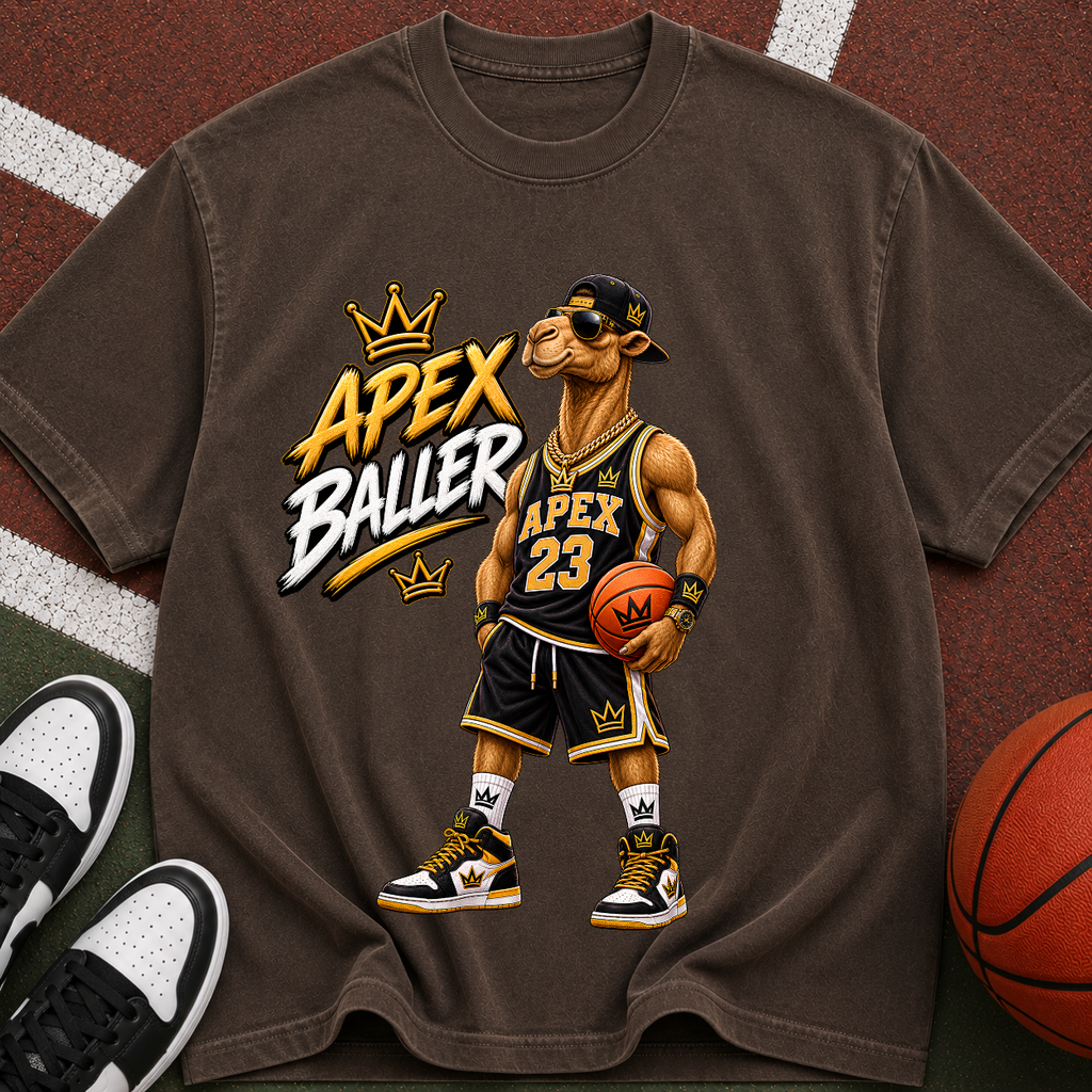Apex Baller Basketball T-Shirt — Retro Streetwear Hoop Tee