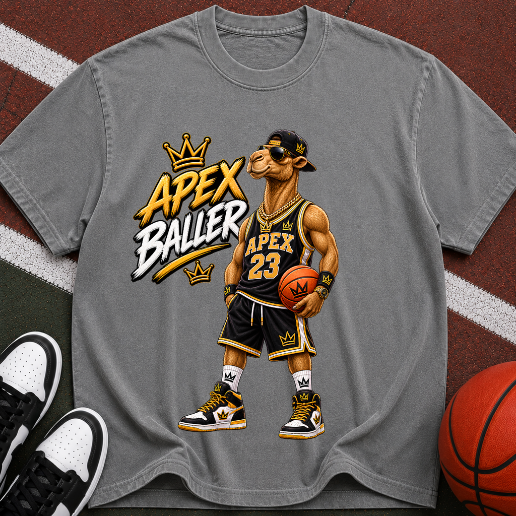 Apex Baller Basketball T-Shirt — Retro Streetwear Hoop Tee
