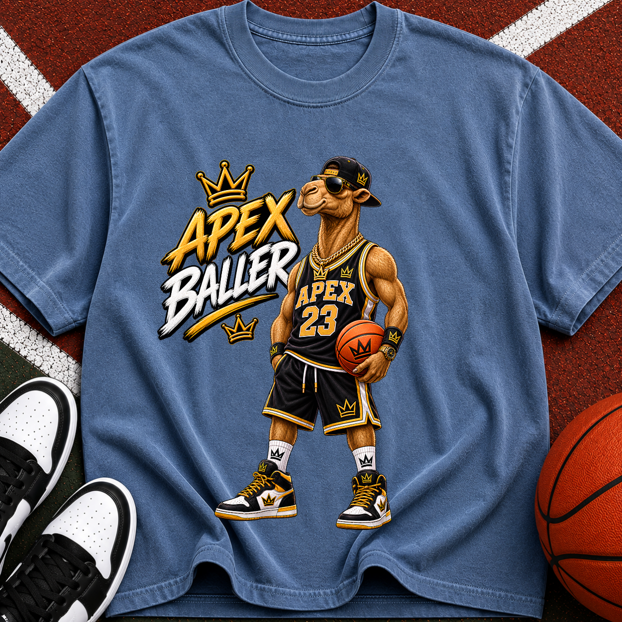 Apex Baller Basketball T-Shirt — Retro Streetwear Hoop Tee