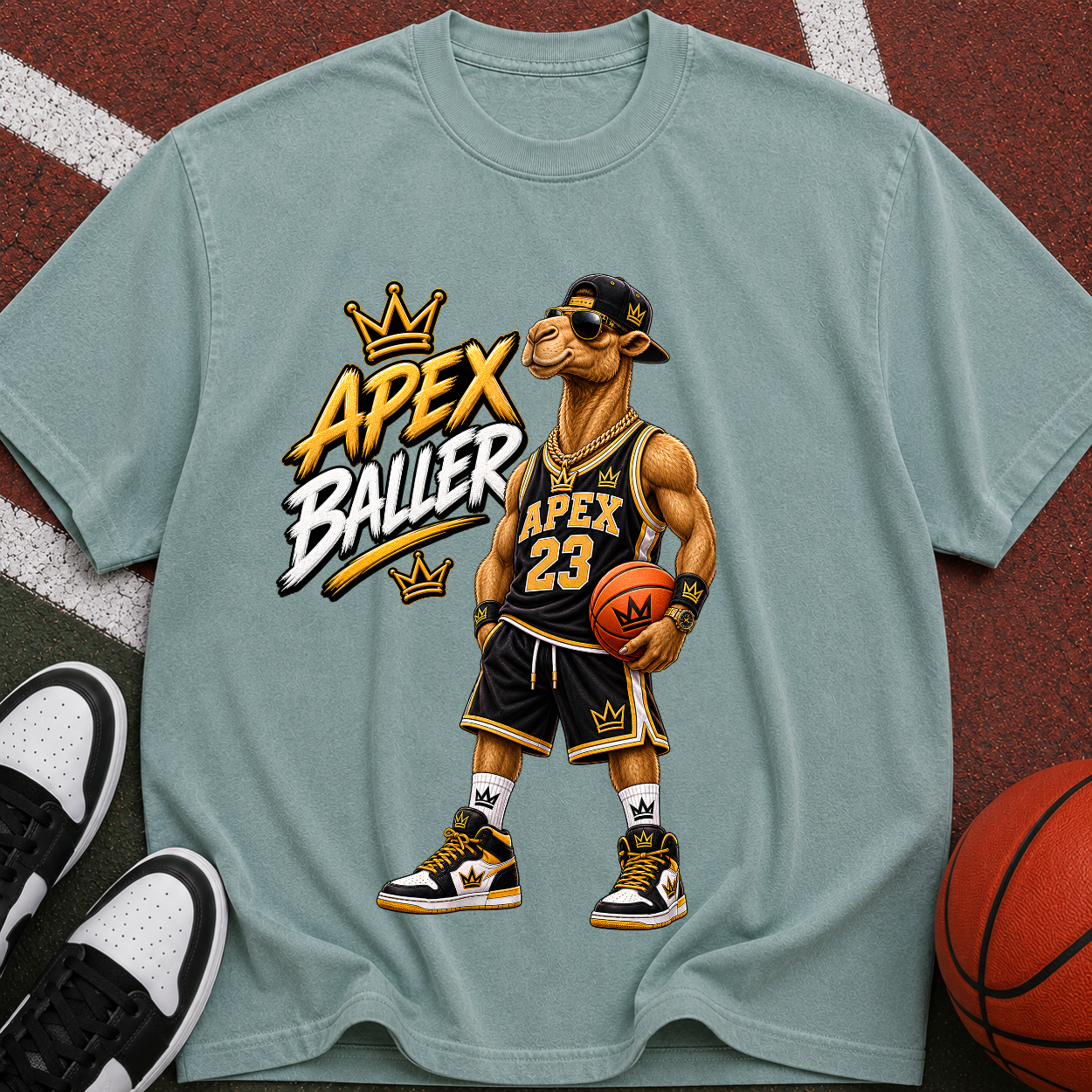 Apex Baller Basketball T-Shirt — Retro Streetwear Hoop Tee