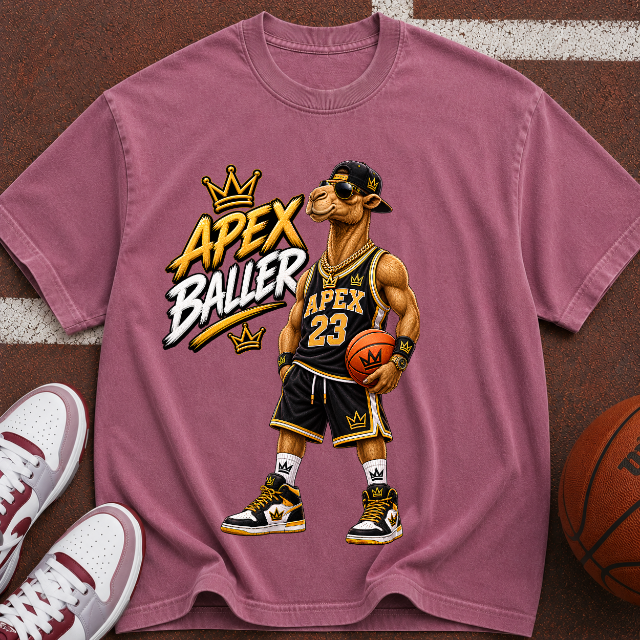 Apex Baller Basketball T-Shirt — Retro Streetwear Hoop Tee