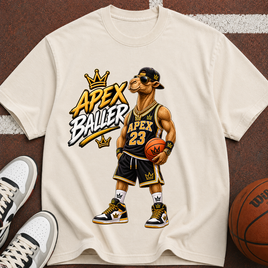 Apex Baller Basketball T-Shirt — Retro Streetwear Hoop Tee