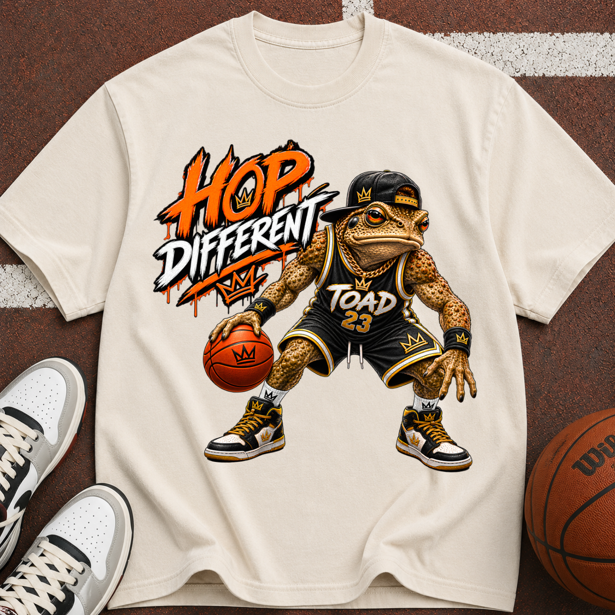 Hop Different T-Shirt — Cartoon Basketball Toad Graphic Tee