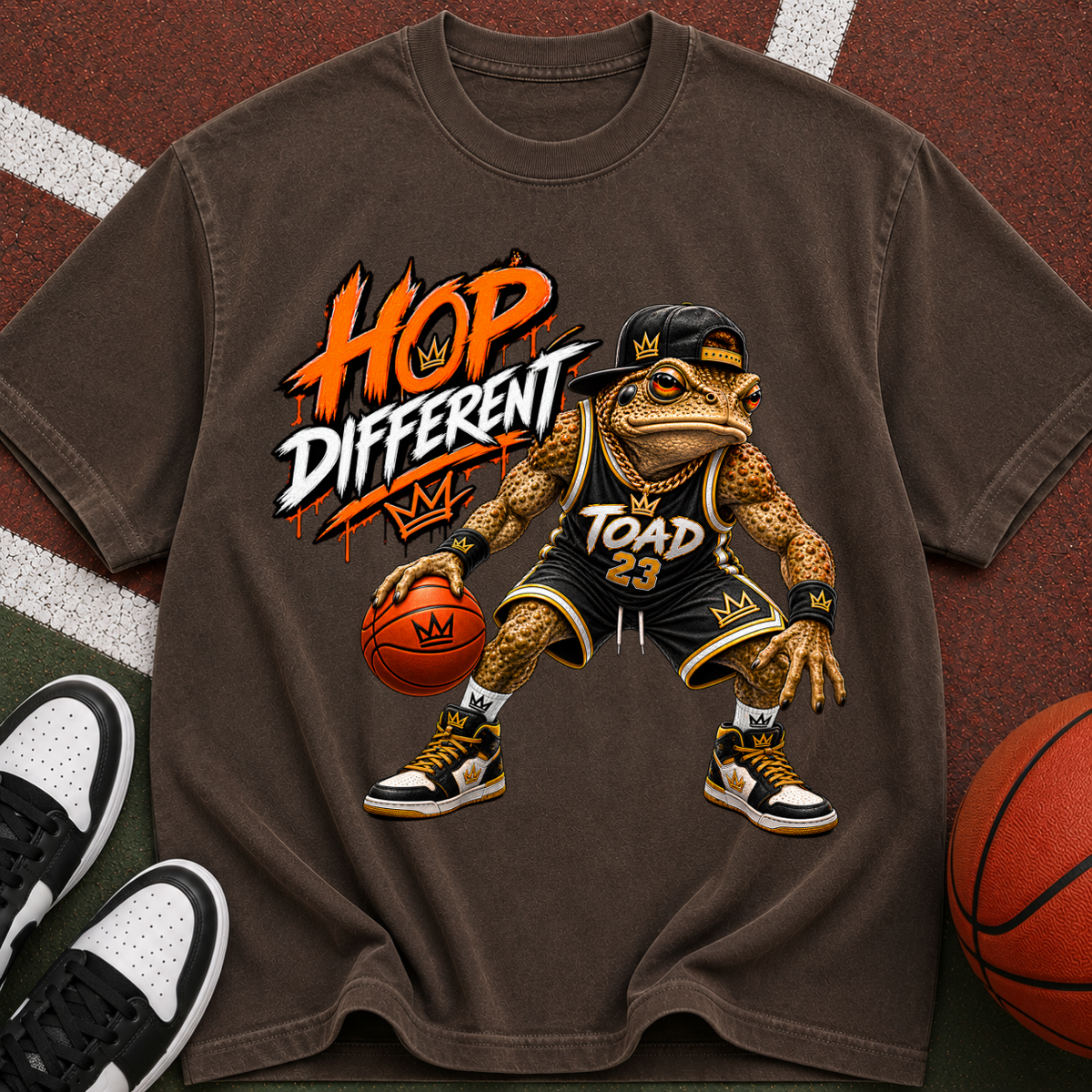 Hop Different T-Shirt — Cartoon Basketball Toad Graphic Tee