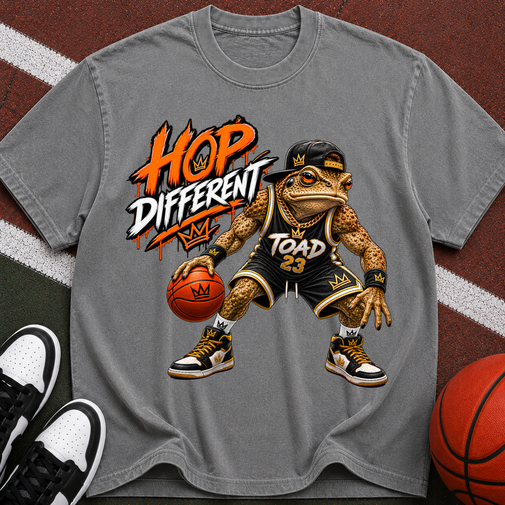Hop Different T-Shirt — Cartoon Basketball Toad Graphic Tee