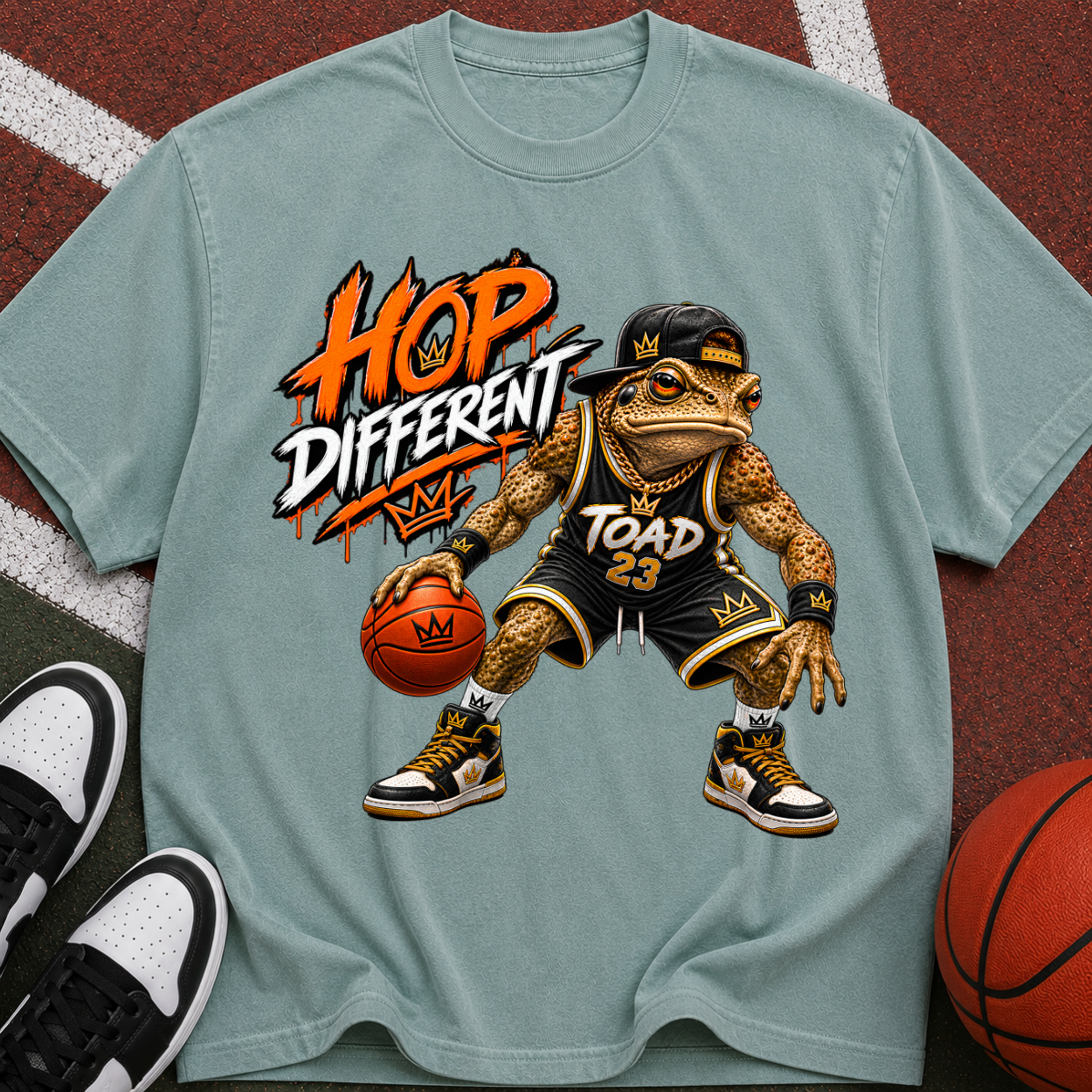 Hop Different T-Shirt — Cartoon Basketball Toad Graphic Tee