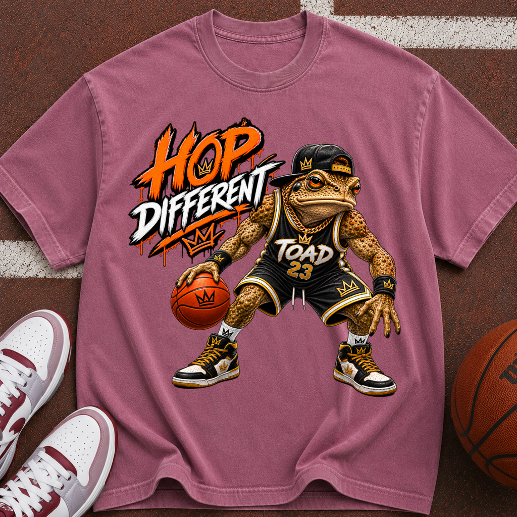 Hop Different T-Shirt — Cartoon Basketball Toad Graphic Tee