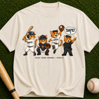 Baseball Mascot T-Shirt — Cute Team Cats 'SAFE!' Graphic