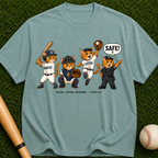 Baseball Mascot T-Shirt — Cute Team Cats 'SAFE!' Graphic