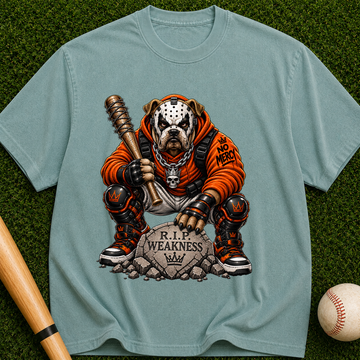 R.I.P. Weakness Dog Skull T-Shirt — Biker Bulldog Guardian Graphic Tee