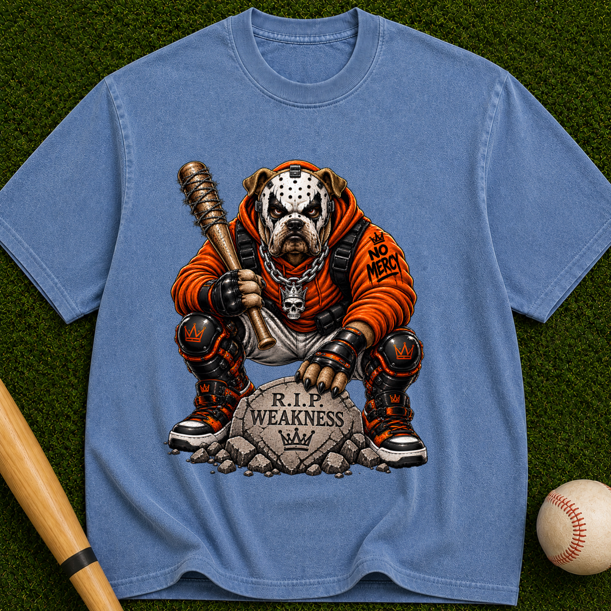 R.I.P. Weakness Dog Skull T-Shirt — Biker Bulldog Guardian Graphic Tee