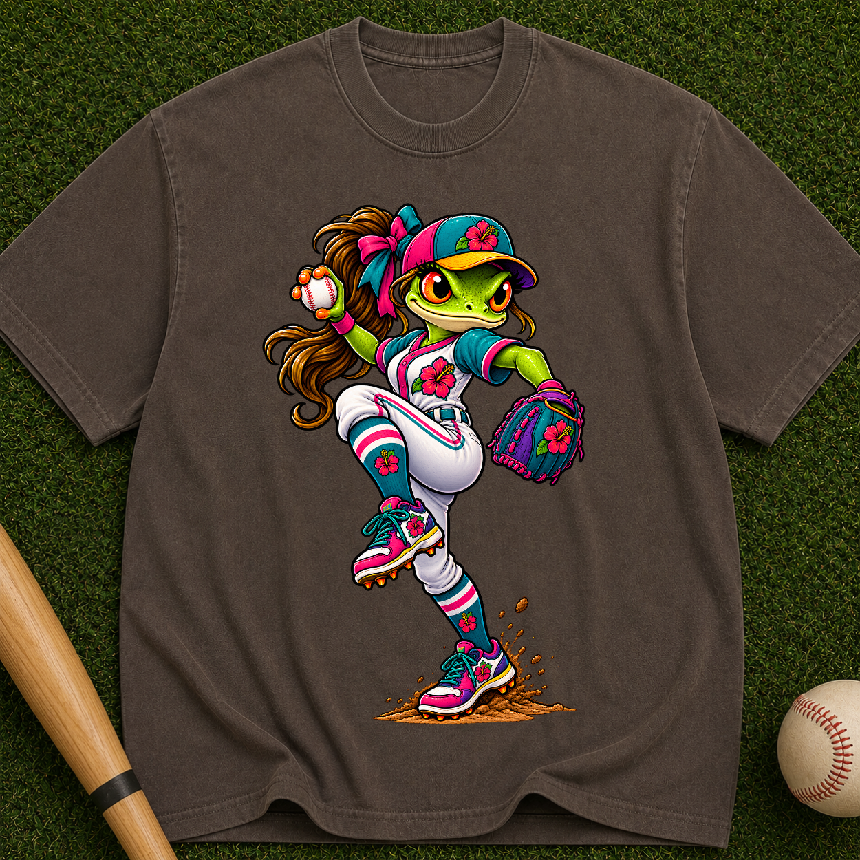 Baseball Frog Pitcher T-Shirt — Cute Athletic Graphic Tee