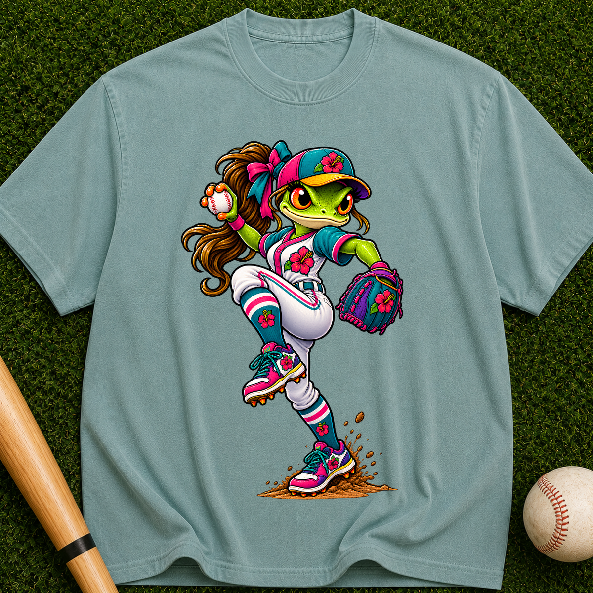 Baseball Frog Pitcher T-Shirt — Cute Athletic Graphic Tee