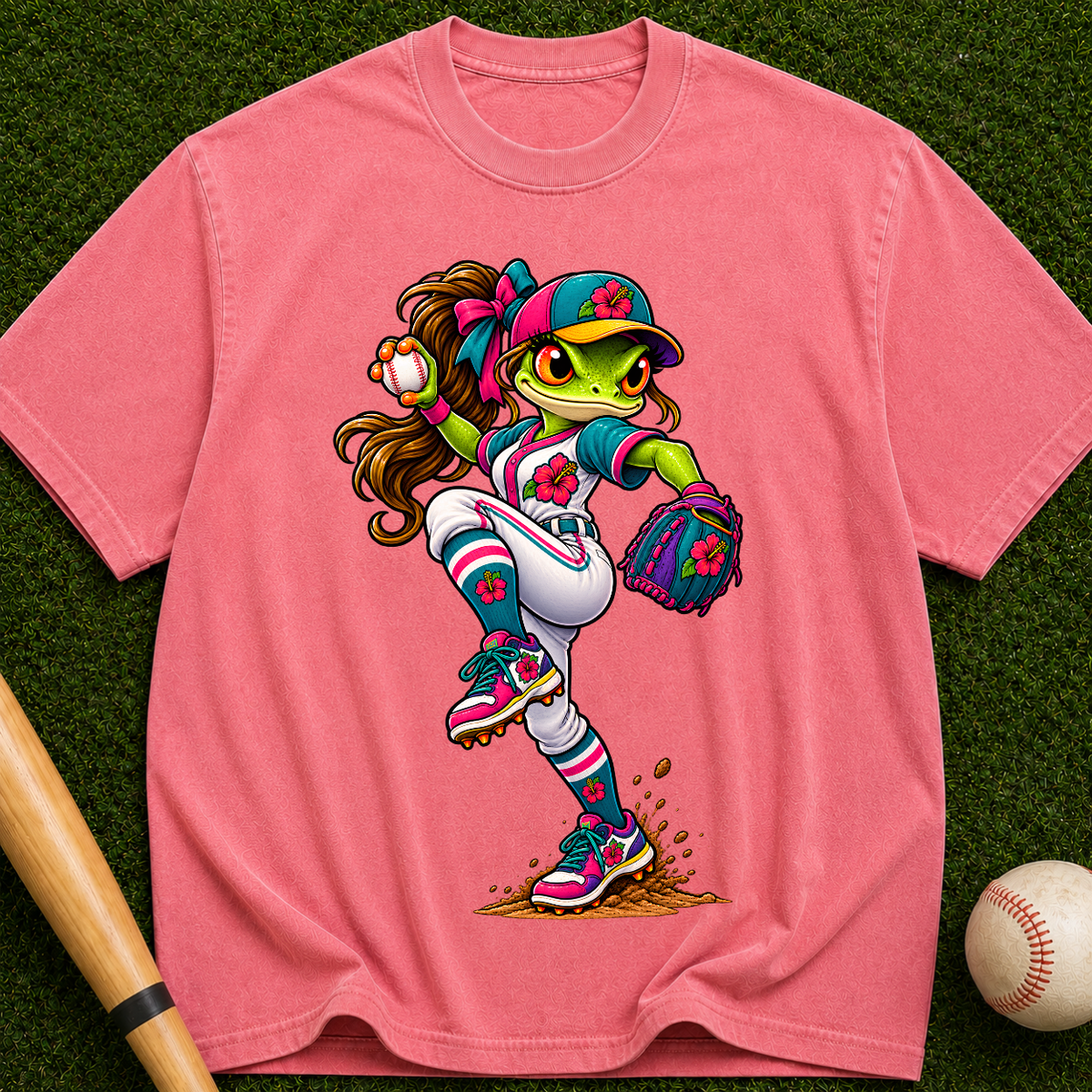 Baseball Frog Pitcher T-Shirt — Cute Athletic Graphic Tee