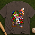 Baseball Frog Graphic T-Shirt — Vintage Player Illustration Tee