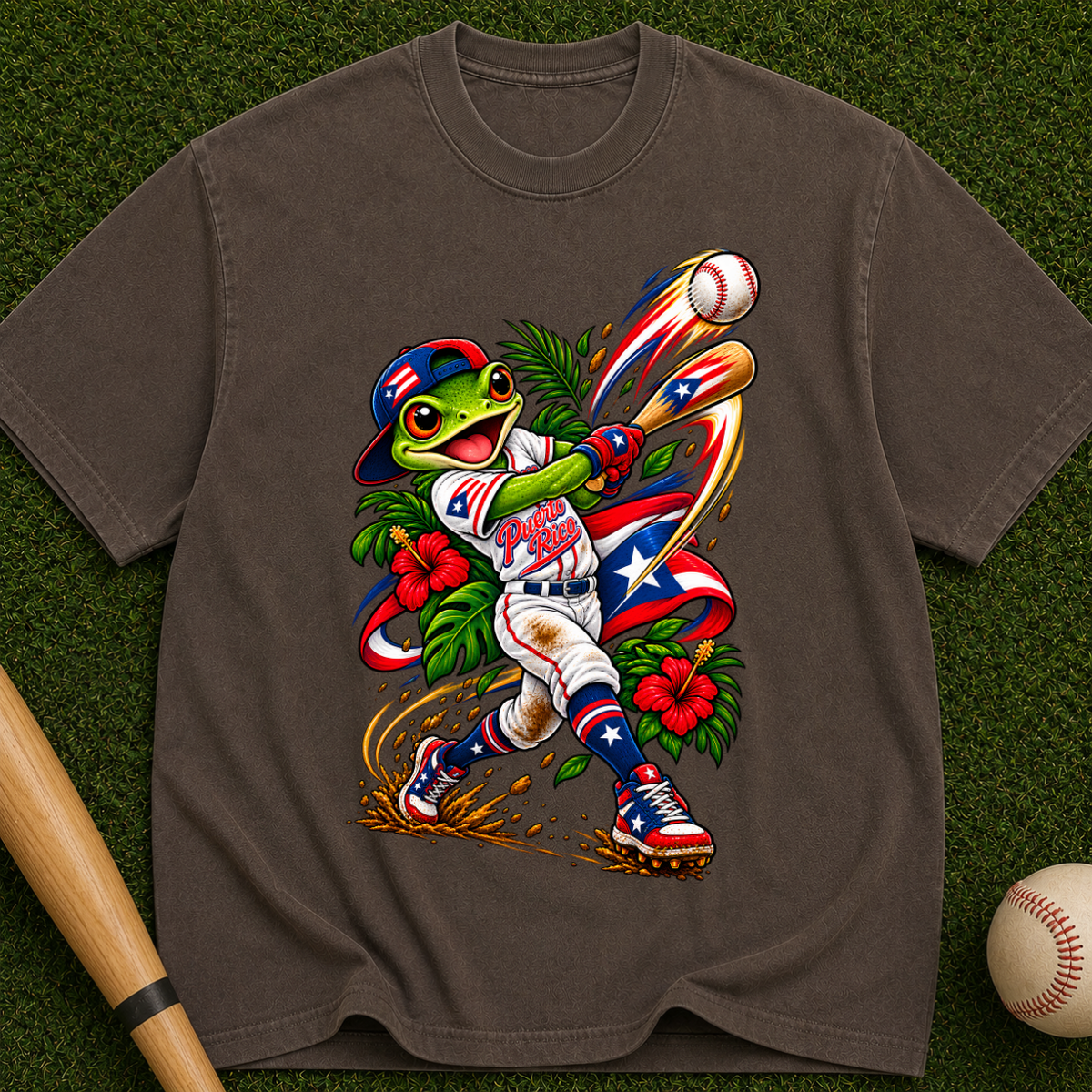 Baseball Frog Graphic T-Shirt — Vintage Player Illustration Tee