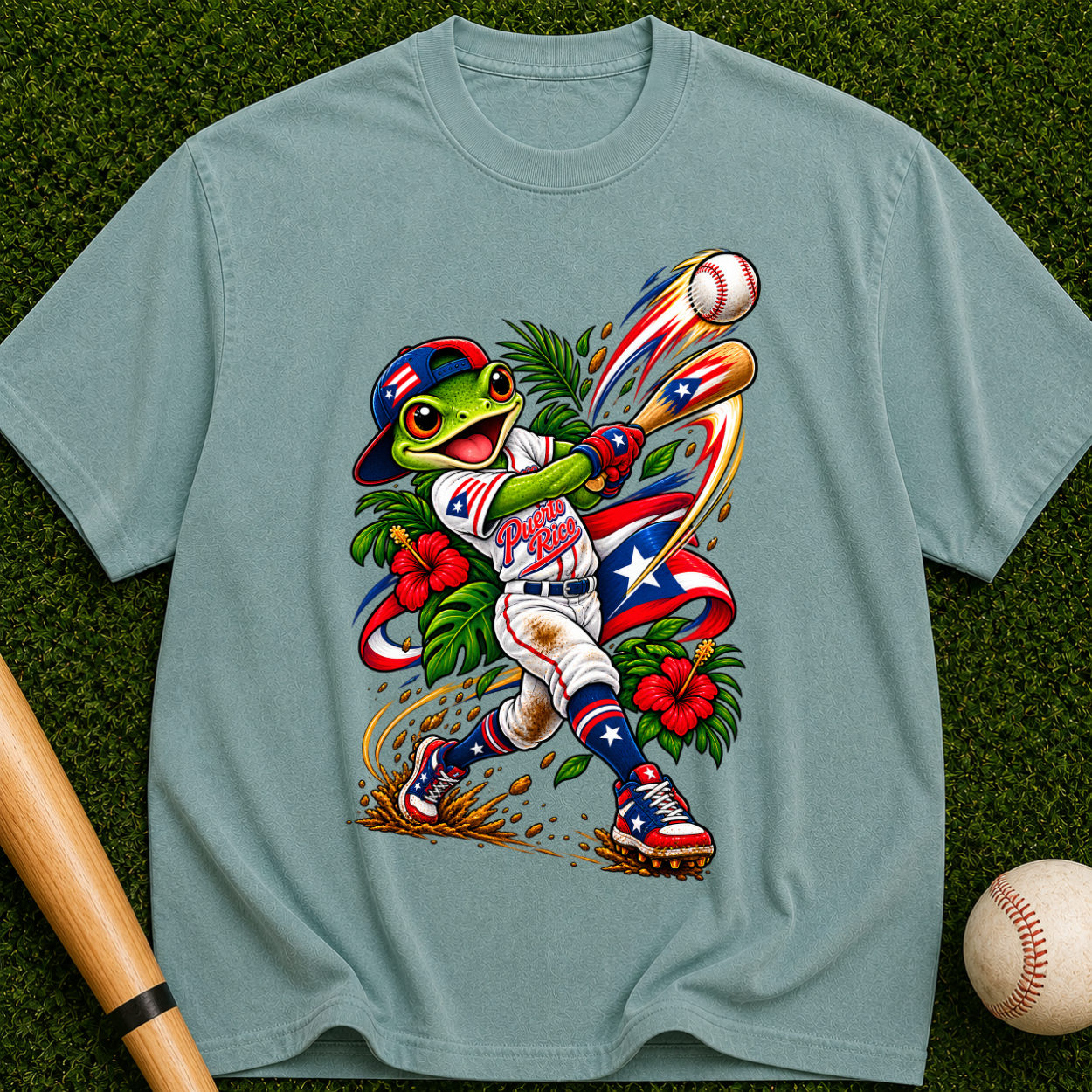Baseball Frog Graphic T-Shirt — Vintage Player Illustration Tee