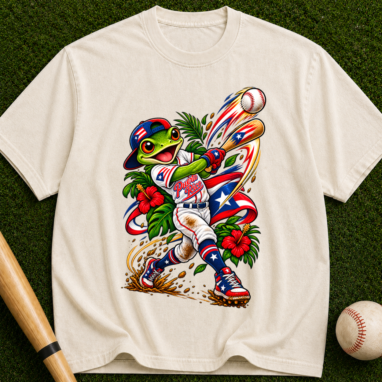 Baseball Frog Graphic T-Shirt — Vintage Player Illustration Tee