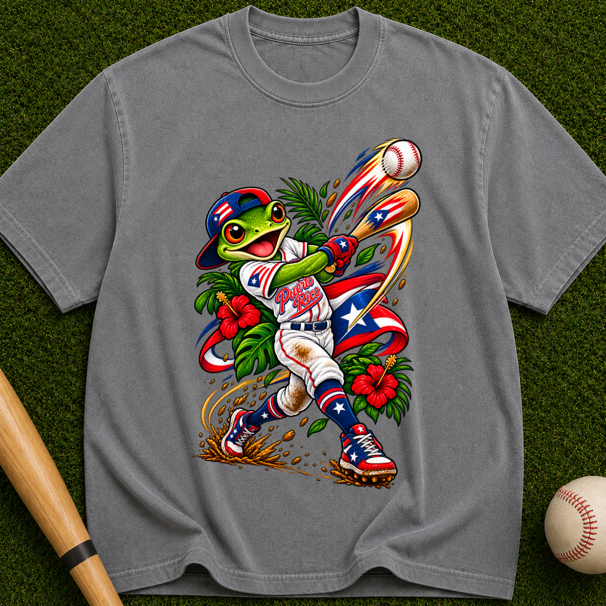 Baseball Frog Graphic T-Shirt — Vintage Player Illustration Tee