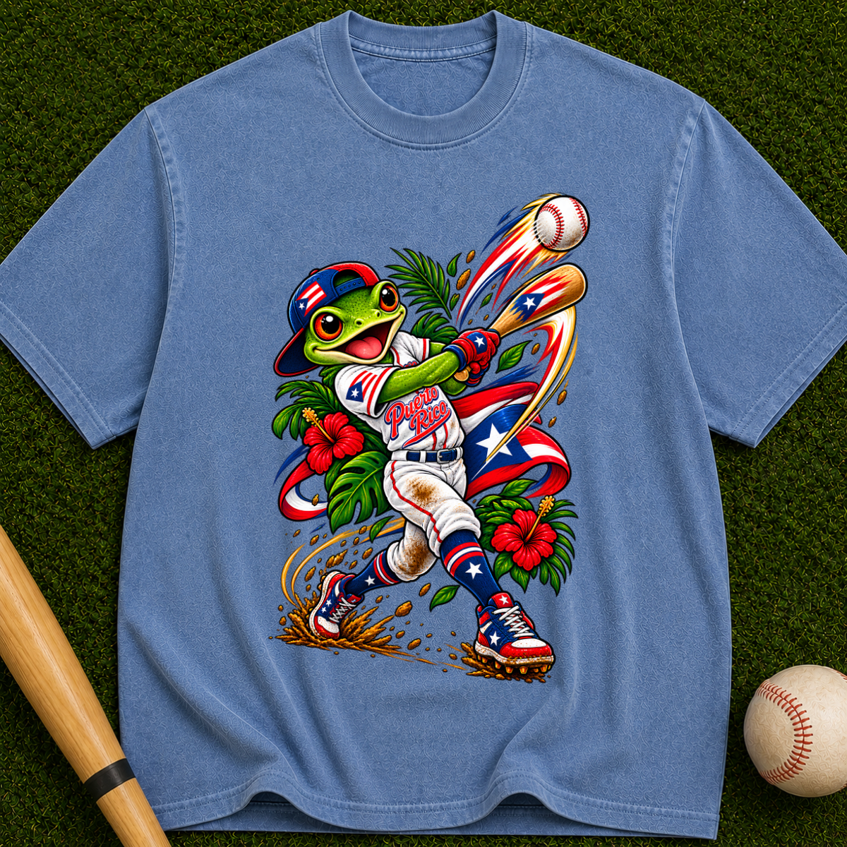 Baseball Frog Graphic T-Shirt — Vintage Player Illustration Tee