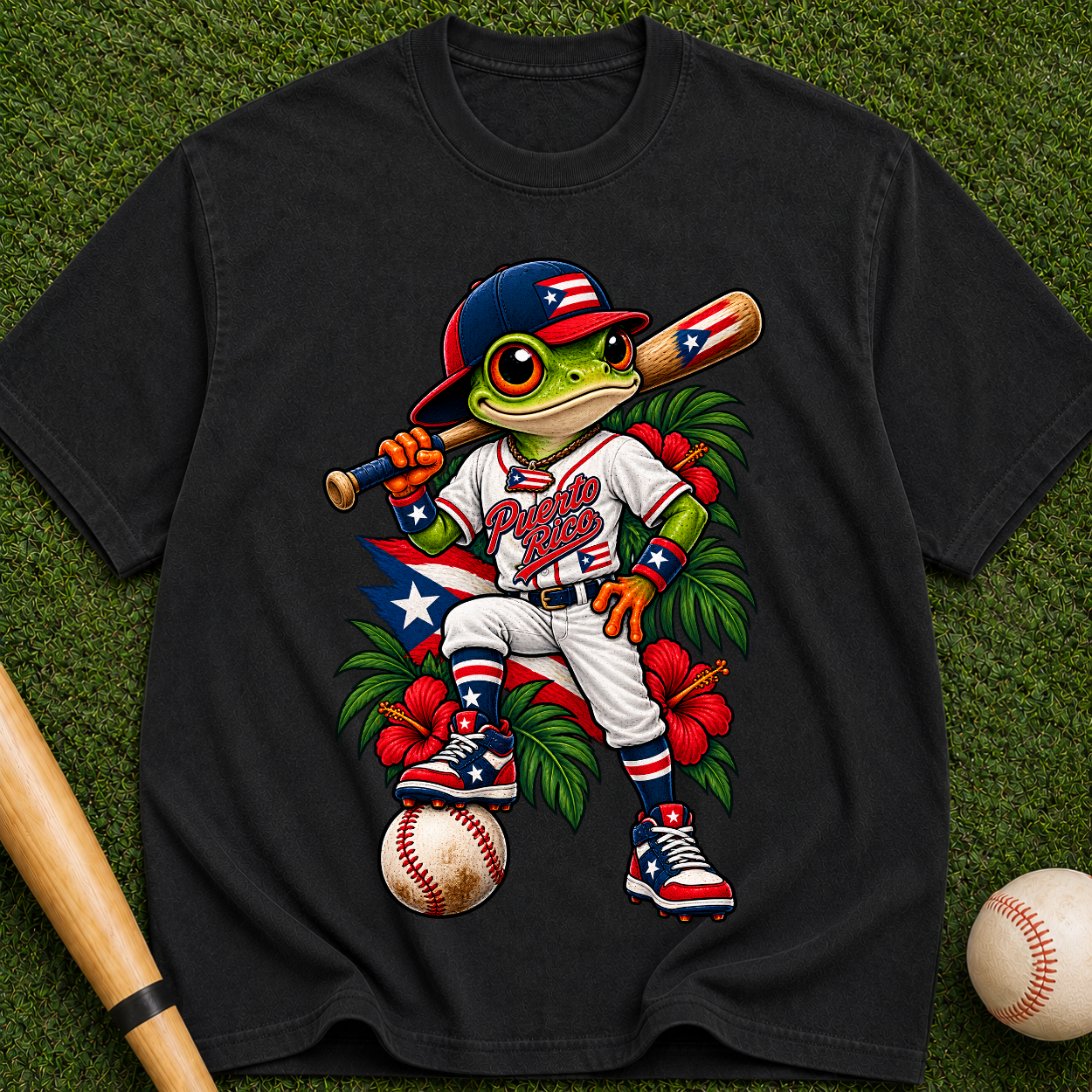 Baseball Frog Graphic Tee — Vintage Island Player T-Shirt