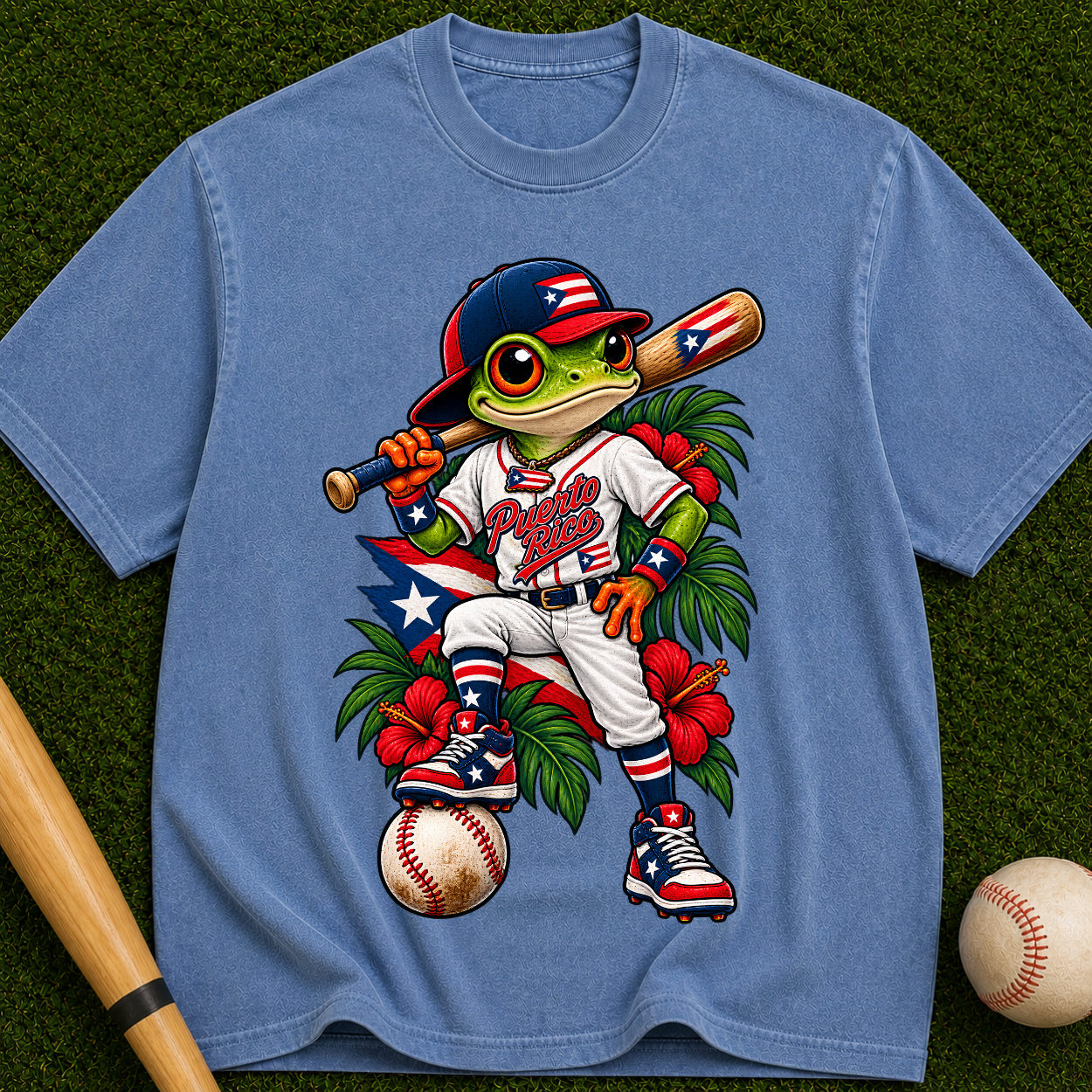 Baseball Frog Graphic Tee — Vintage Island Player T-Shirt