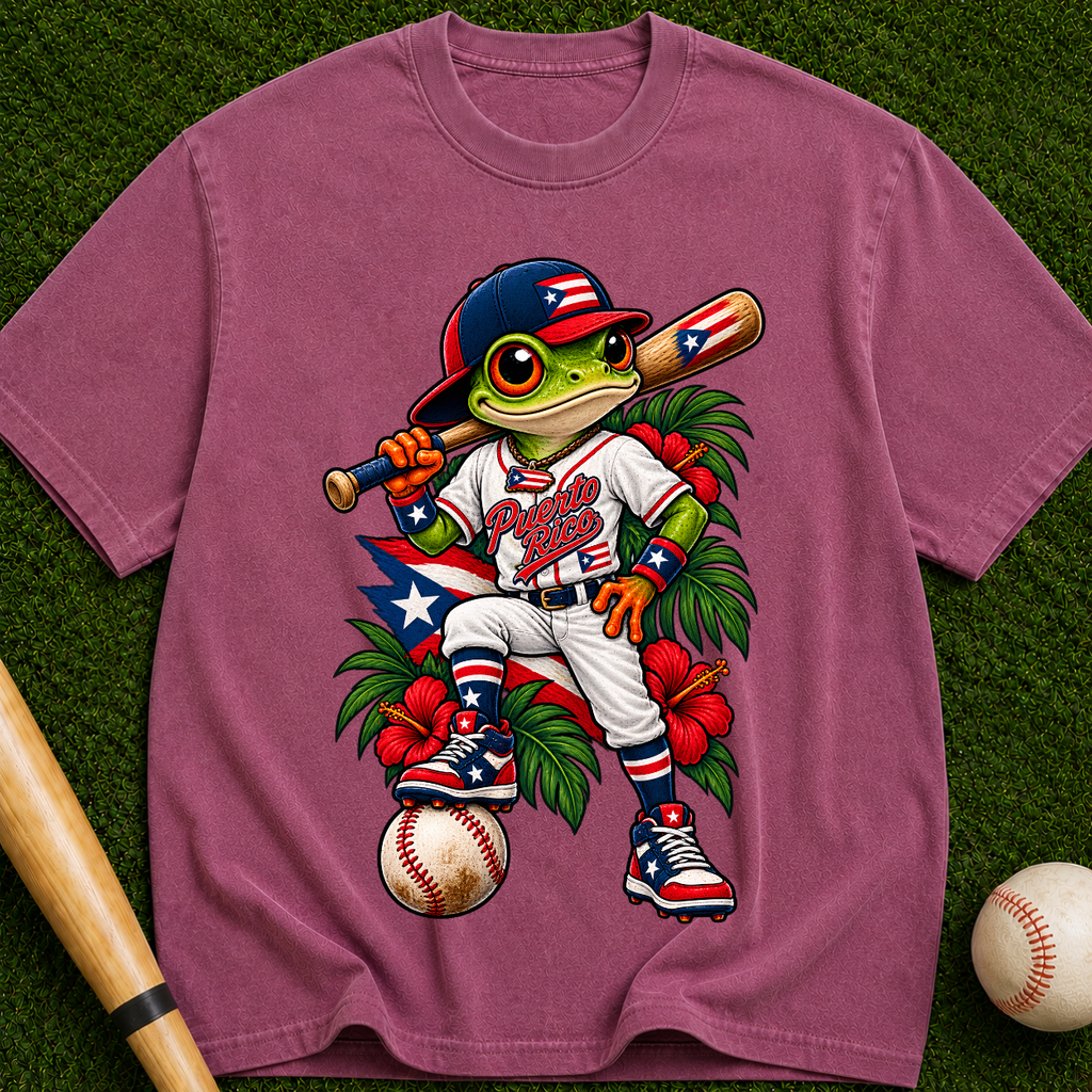 Baseball Frog Graphic Tee — Vintage Island Player T-Shirt