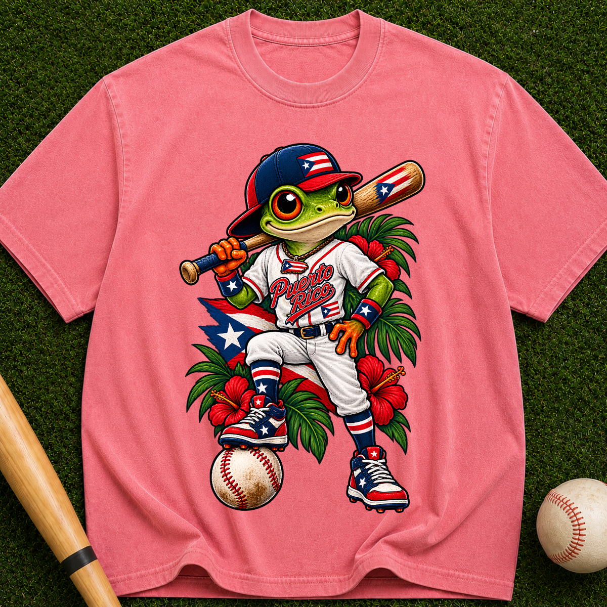 Baseball Frog Graphic Tee — Vintage Island Player T-Shirt