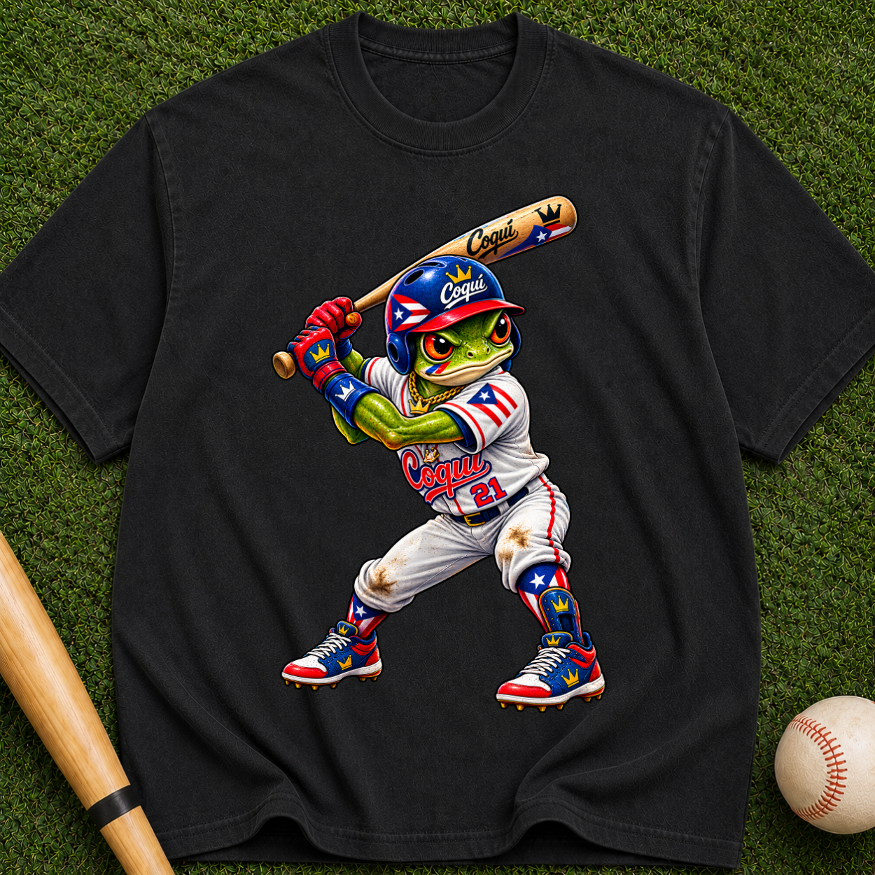 Baseball Frog Player Graphic T-Shirt