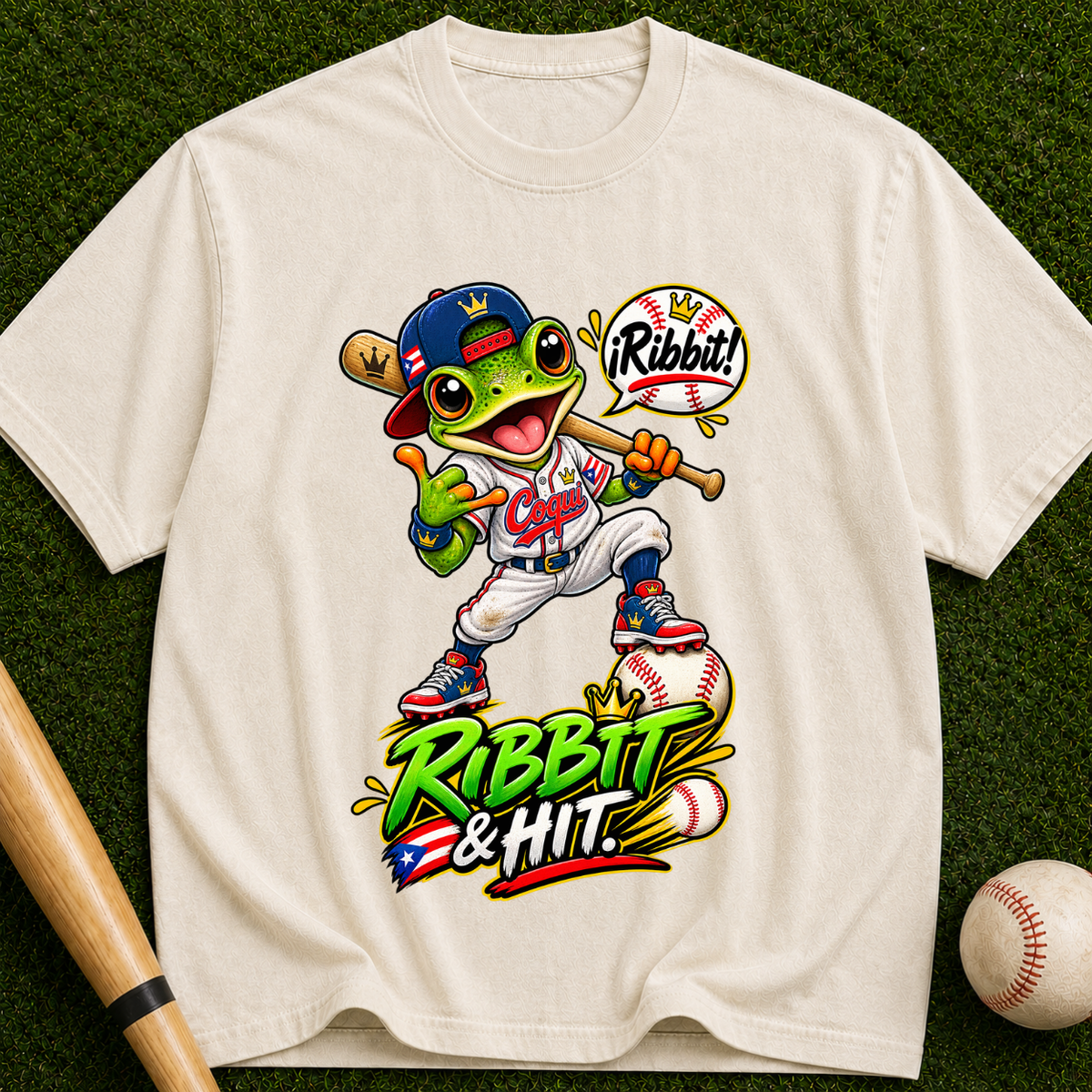Baseball Frog Graphic T-Shirt — “Ribbit & Hit”