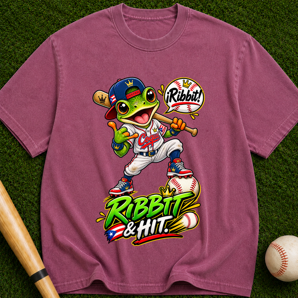 Baseball Frog Graphic T-Shirt — “Ribbit & Hit”