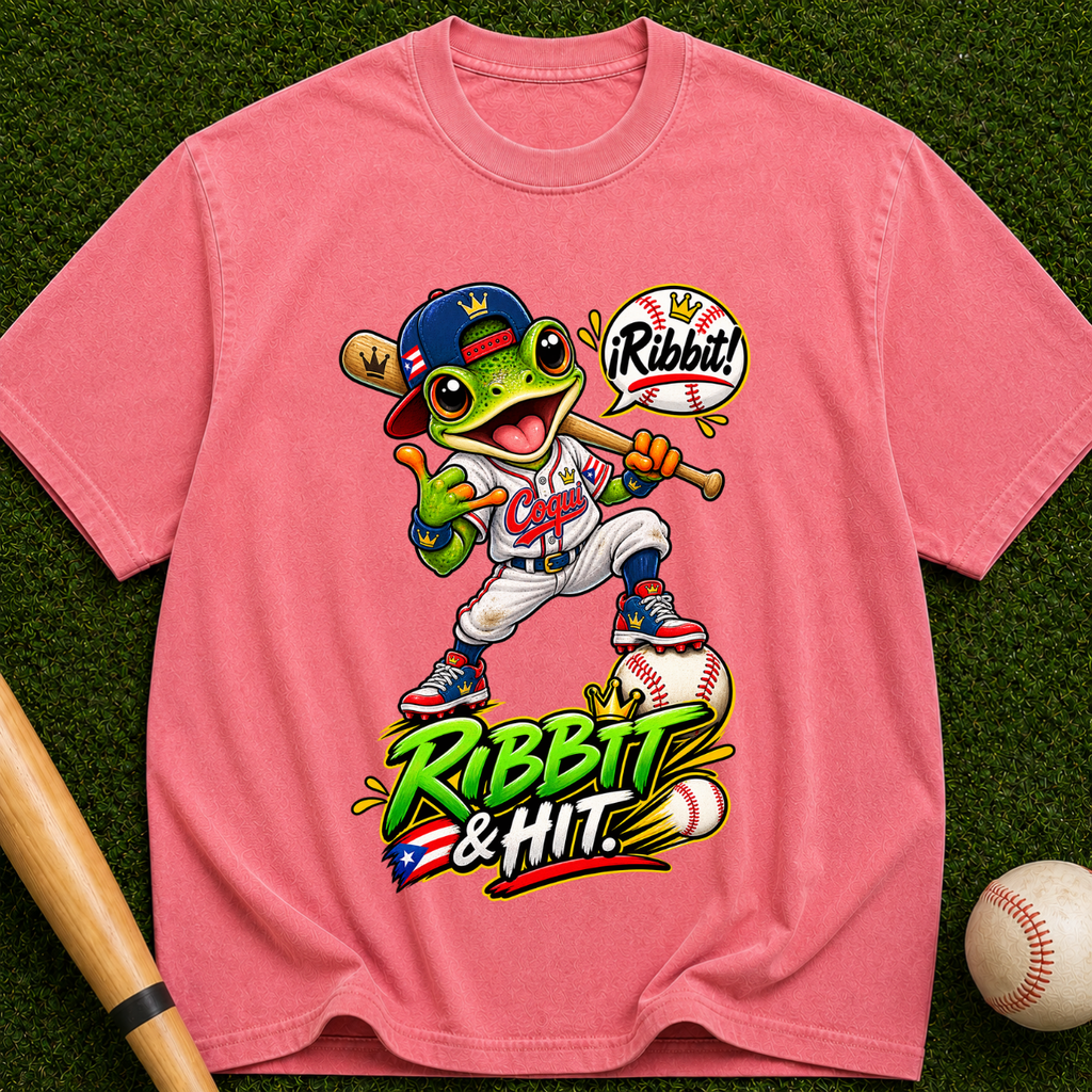 Baseball Frog Graphic T-Shirt — “Ribbit & Hit”