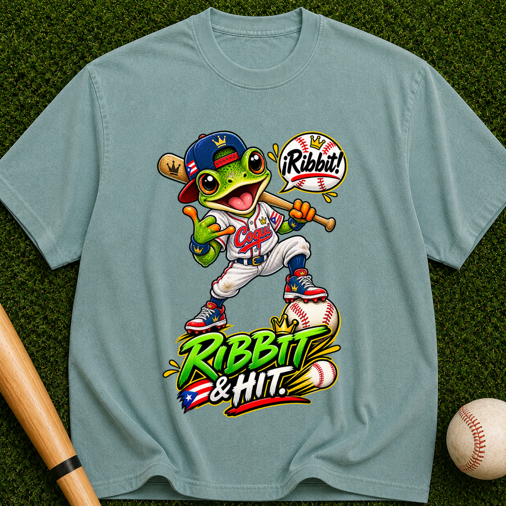 Baseball Frog Graphic T-Shirt — “Ribbit & Hit”