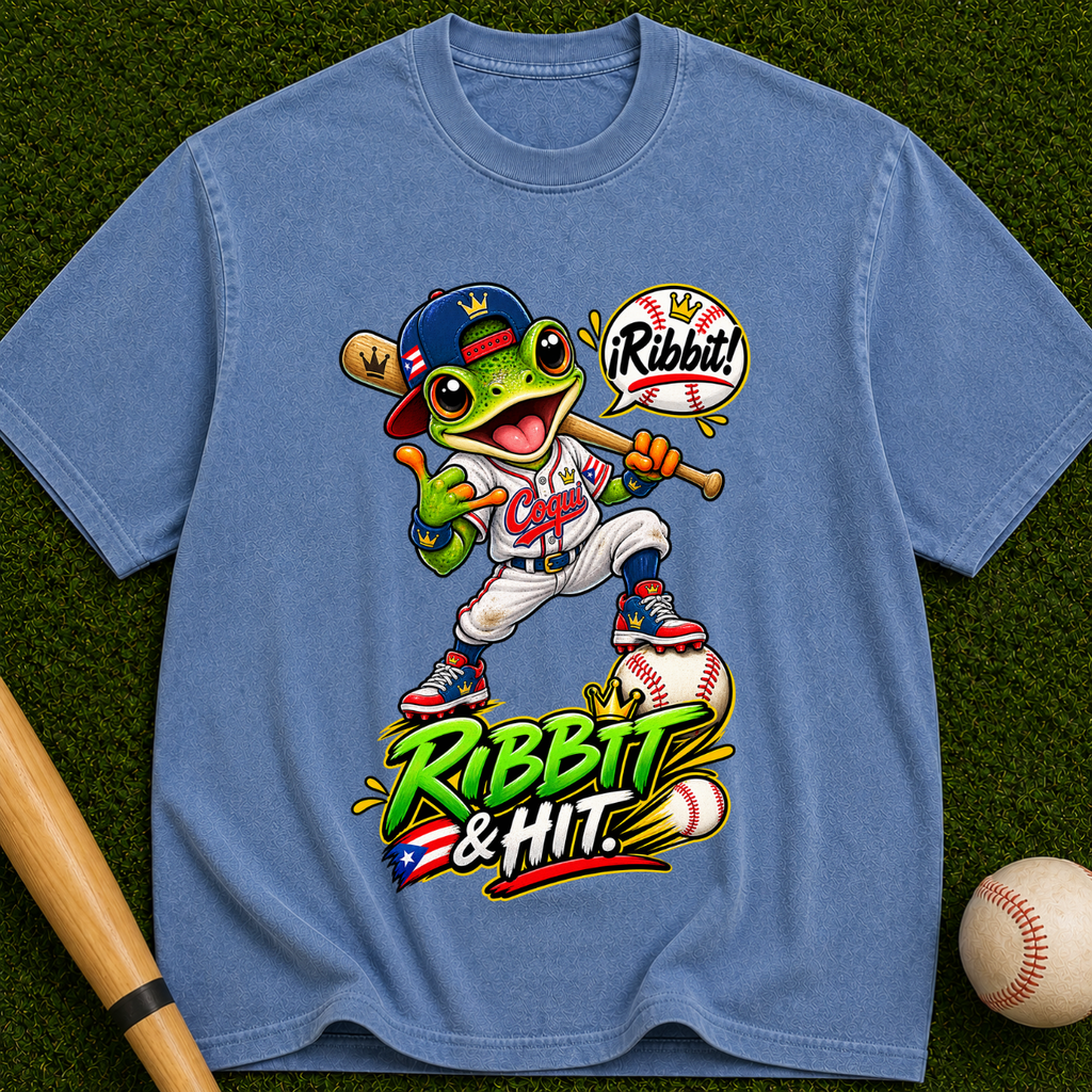 Baseball Frog Graphic T-Shirt — “Ribbit & Hit”