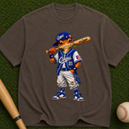 Baseball Kid Graphic T-Shirt — Retro Batter Design ("Cojui" #21)